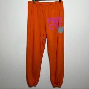 FreeCity Women Sweatpants Joggers‎ Large Orange Superfluff Lux OG Pull On